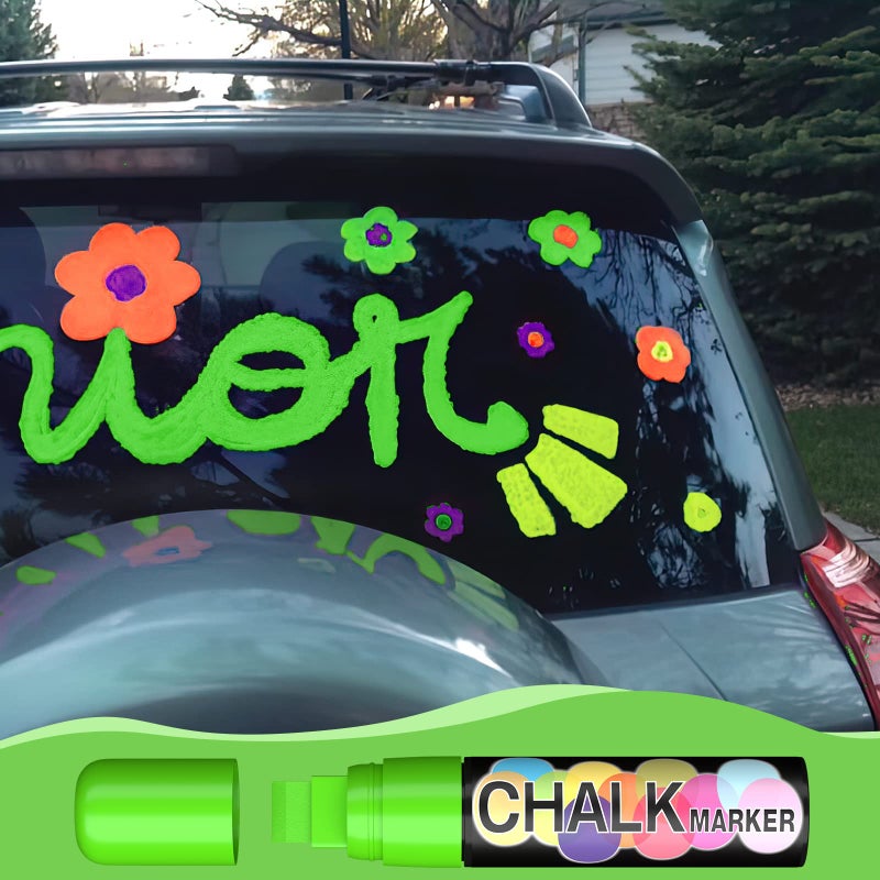 AKARUED Car Window Markers for Glass Washable: 8 Colors Car Markers Washable for Auto Windows with 15mm Wide Tips  Jumbo Liquid Chalk Marker Pen  Car Window Markers for Graduation Cars Decorations  Glass Sign - Image 5